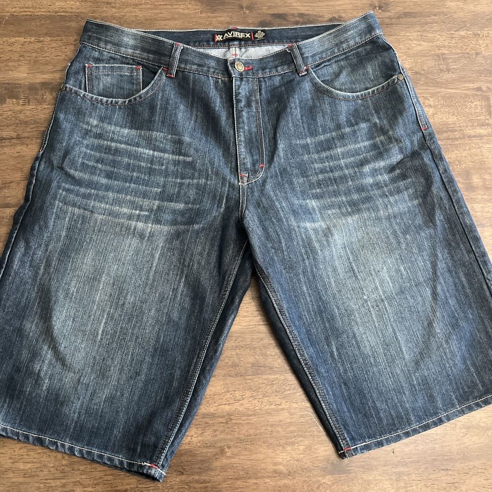 VINTAGE Avirex Jean Shorts Men's 40 Blue Denim Baggy Relaxed Hip Hop Y2K‎ 2000s